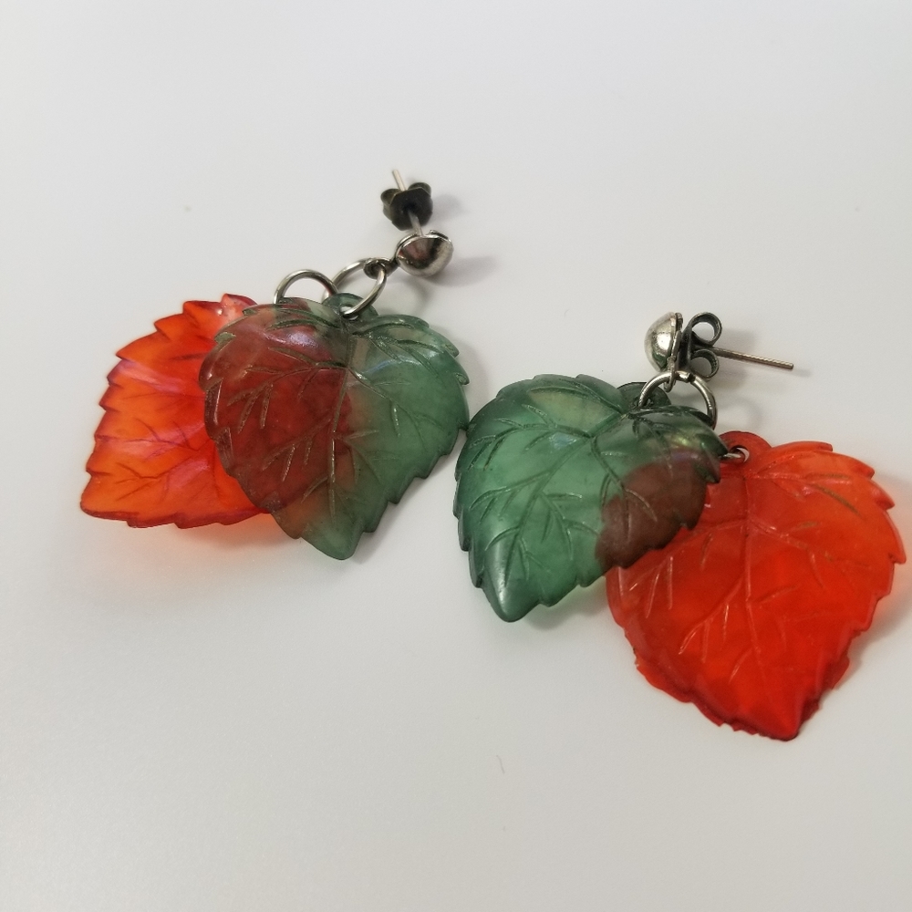 3/$20 Leaf Earrings in Orange and Green